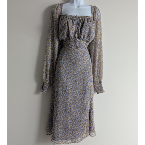 Forever 21 Milkmaid Dress Womens 1X Cottage Core Peasant Metallic Purple Y2K - Picture 1 of 9